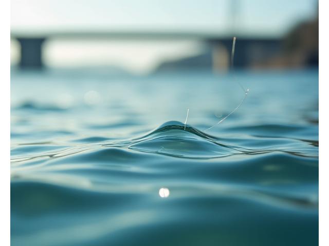 Immagine ravvicinata di un filo da pesca ultraleggero in acqua limpida