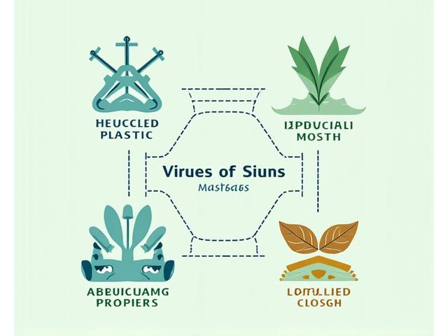 Infografica che mostra materiali di reti riciclati e biodegradabili, con simboli di riciclo.